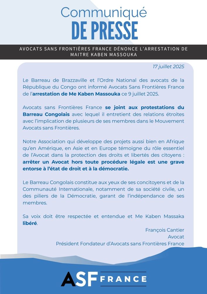 Illustration : Arrestation de Me Kaben Massouka - Communiqué de presse